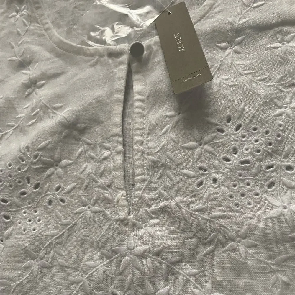 J. Crew White embroidered linen blouse size XS 000058 - Picture 4 of 7
